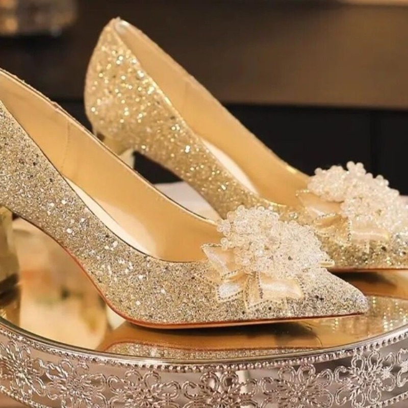 Strass-Blumen-Block-Absatz, ei – Pump Heel Block Bewertung und Preis